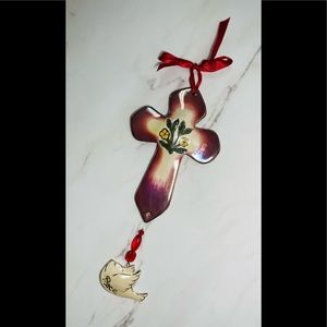 Blue Sky Clayworks Heather Goldminc Love Flower Cross Peace Dove 2008 Purple.